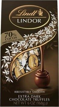 Lindor 70% cocoa extra dark chocolate shell — Photo: Open Food Facts contributors, CC BY-SA