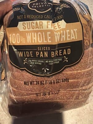 Sugar Free 100% Whole Wheat Sliced Wide Pan Bread — Photo: Open Food Facts contributors, CC BY-SA