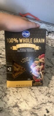100% Whole Grain Rotini Whole Wheat Macaroni Product — Photo: Open Food Facts contributors, CC BY-SA