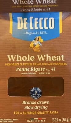 Whole Wheat PENNE RIGATE — Photo: Open Food Facts contributors, CC BY-SA