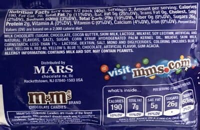 caramel m&m's CHOCOLATE CANDIES — Photo: Open Food Facts contributors, CC BY-SA