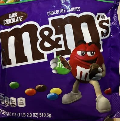 dark chocolate m&m's — Photo: Open Food Facts contributors, CC BY-SA