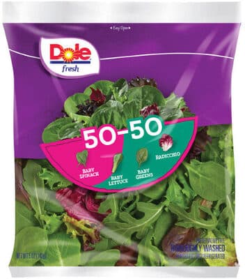 50-50 baby spinach, baby lettuce, baby greens, radicchio — Photo: Open Food Facts contributors, CC BY-SA