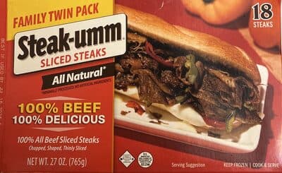 100% ALL BEEF SLICED STEAKS — Photo: Open Food Facts contributors, CC BY-SA