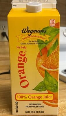 100% Orange Juice No Pulp — Photo: Open Food Facts contributors, CC BY-SA
