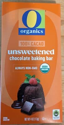 100% Cacao Unsweetend Chocolate Baking Bar — Photo: Open Food Facts contributors, CC BY-SA