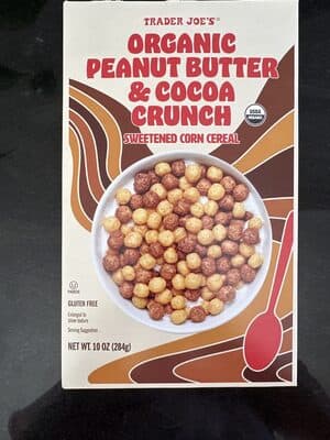 Organic Peanut Butter & Cocoa Crunch Sweetened Corn Cereal — Photo: Open Food Facts contributors, CC BY-SA