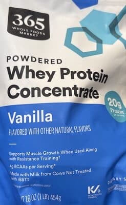 Powdered Whey Protein Concentrate Vanilla — Photo: Open Food Facts contributors, CC BY-SA