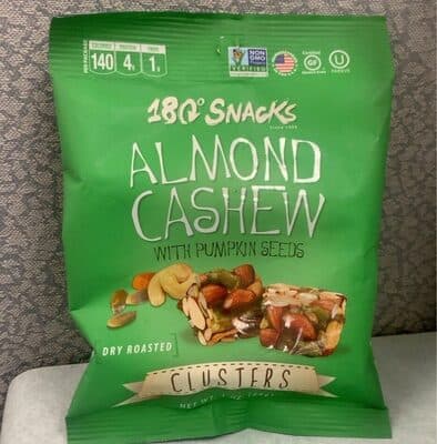 Almond Cashew W/ Pumpkin Seeds Clusters — Photo: Open Food Facts contributors, CC BY-SA