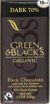 Cadbury green & black's chocolate bar 70% dark 10x3.500 oz — Photo: Open Food Facts contributors, CC BY-SA