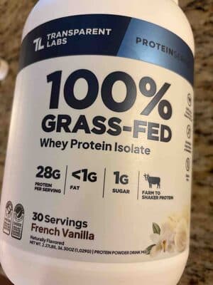 100% Grass-fed Whey Protein Isolate French Vanilla — Photo: Open Food Facts contributors, CC BY-SA