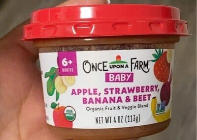 Fruit & Veggie Baby Blend: Apple & Blueberry — Photo: Open Food Facts contributors, CC BY-SA