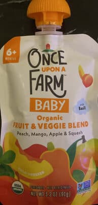 Baby Fruit & Veggie Blend Peach, Mango, Apple & Squash — Photo: Open Food Facts contributors, CC BY-SA