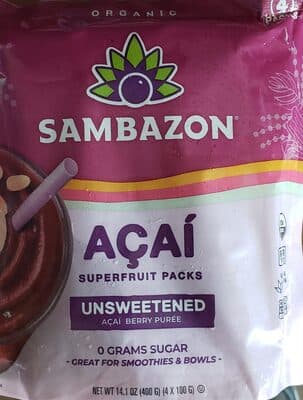 Açaí Superfruit Packs Unsweetened Açaí Berry Purée — Photo: Open Food Facts contributors, CC BY-SA
