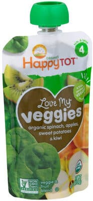 Veggie & Fruit Blend Baby Food, Spinach, Apple, Sweet Potato, Kiwi — Photo: Open Food Facts contributors, CC BY-SA