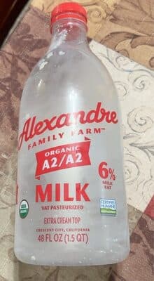 A2/A2 Organic Whole Milk Extra Cream Top — Photo: Open Food Facts contributors, CC BY-SA